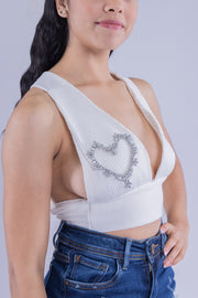 Crop top con detalle de brillos