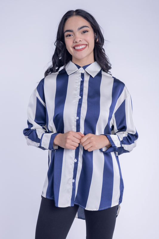 Blusa satinada a rayas