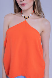 Blusa naranja con detalle en cuello