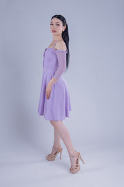 Vestido lila con manga caida