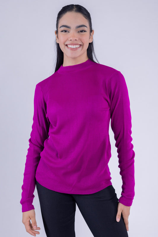 Blusa magenta de manga larga