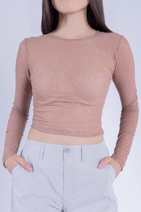 Crop top de brillos