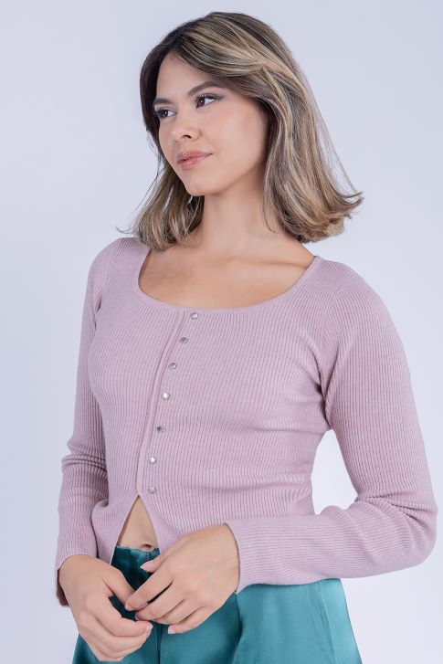 Blusa acanalada con botones