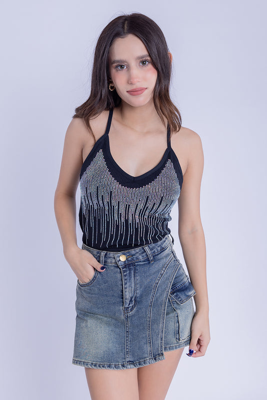 Crop top de brillos