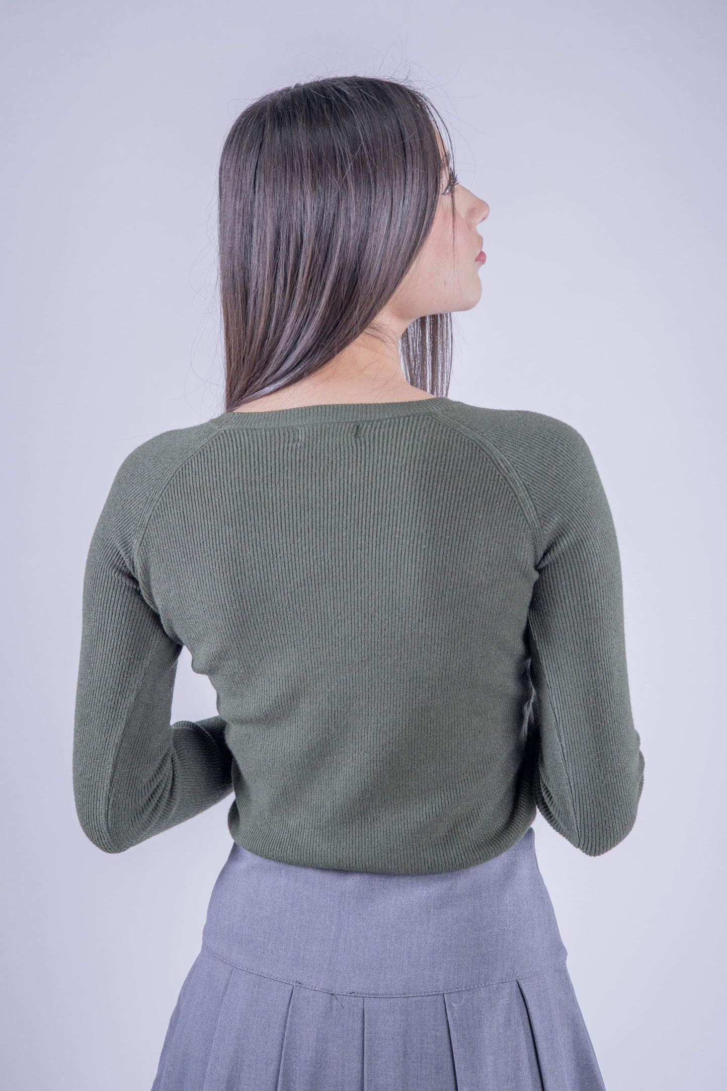 Crop top acanalado verde