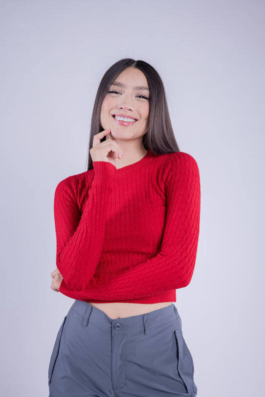 Crop top rojo tipo suéter