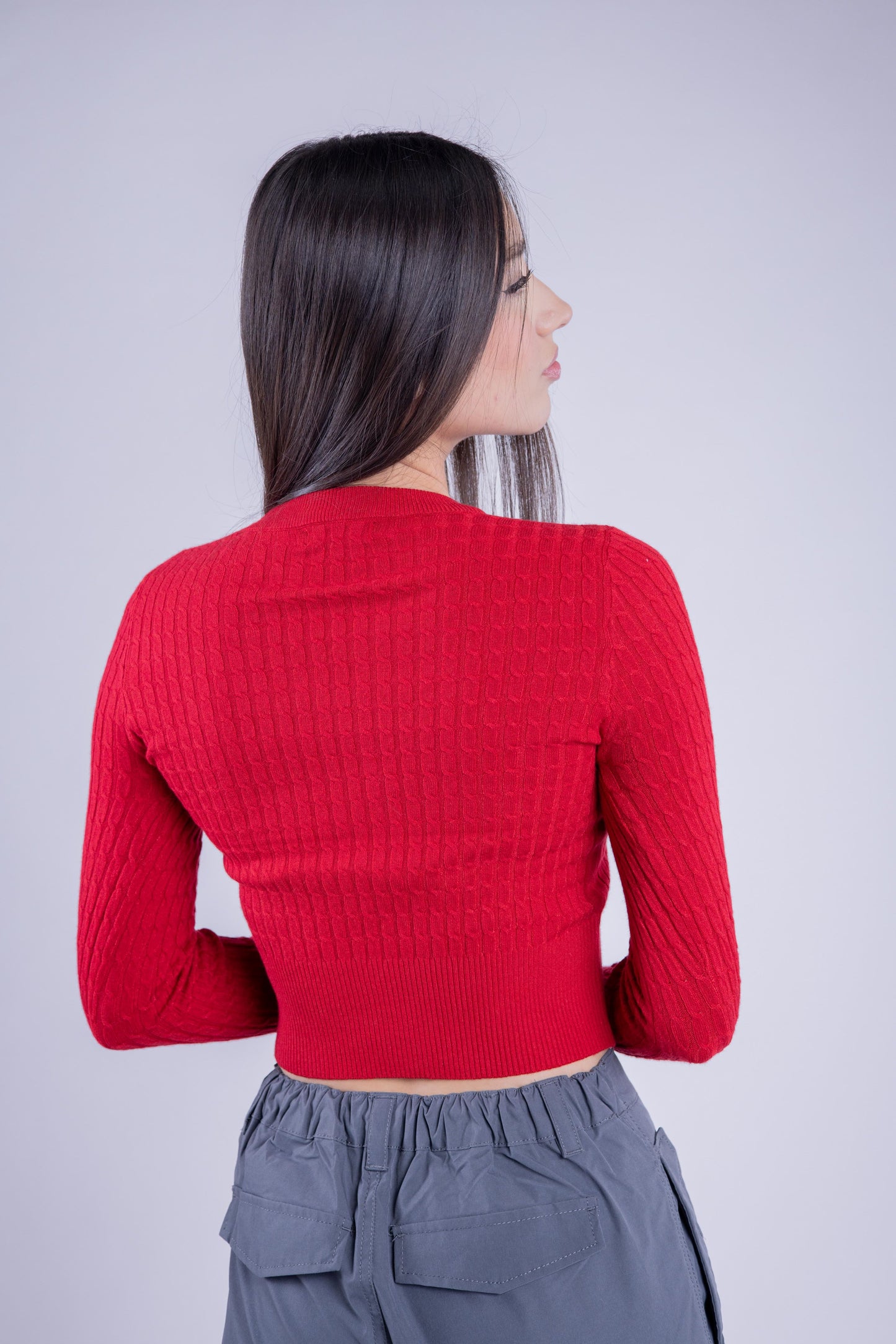 Crop top rojo tipo suéter