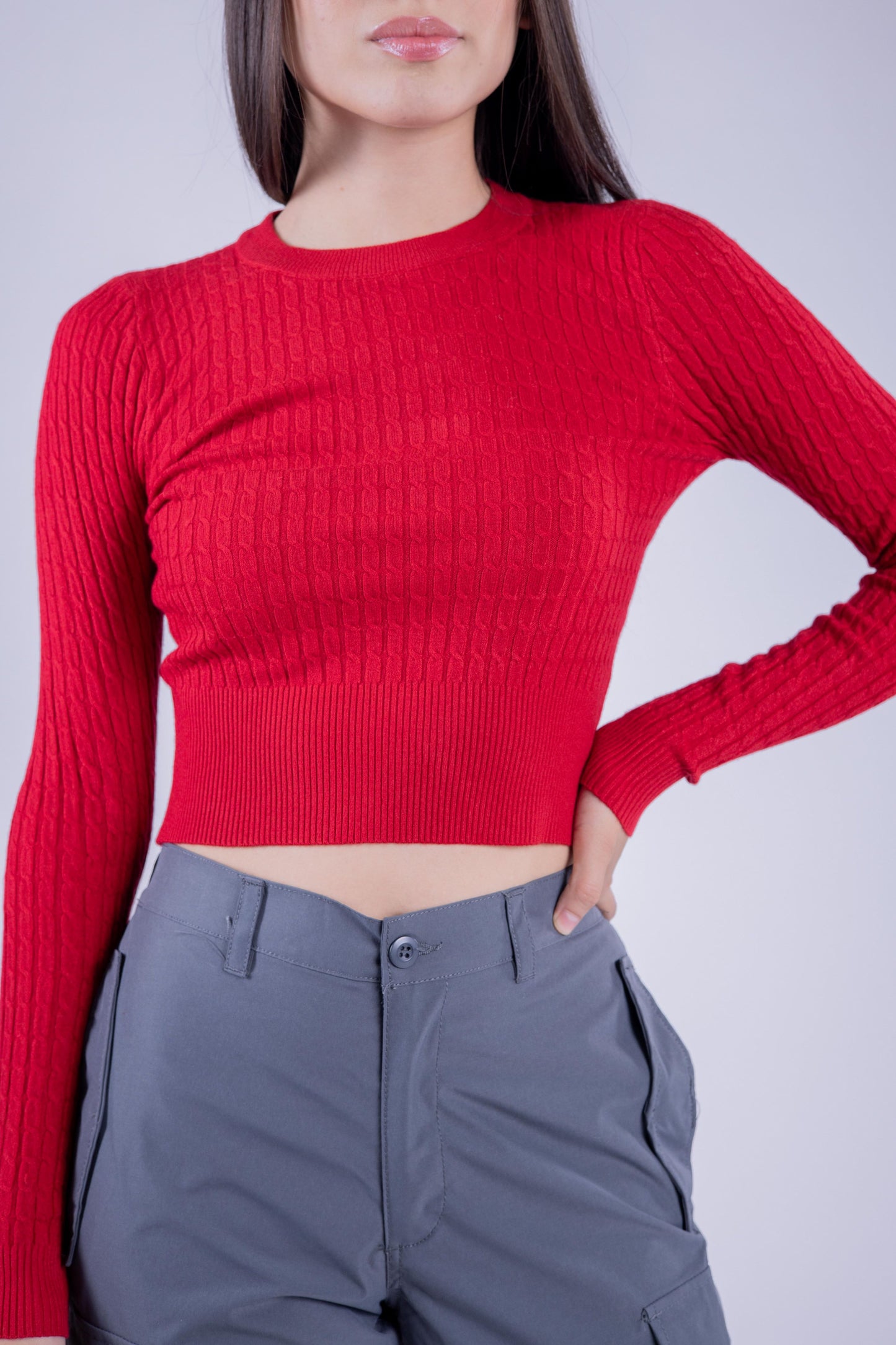 Crop top rojo tipo suéter