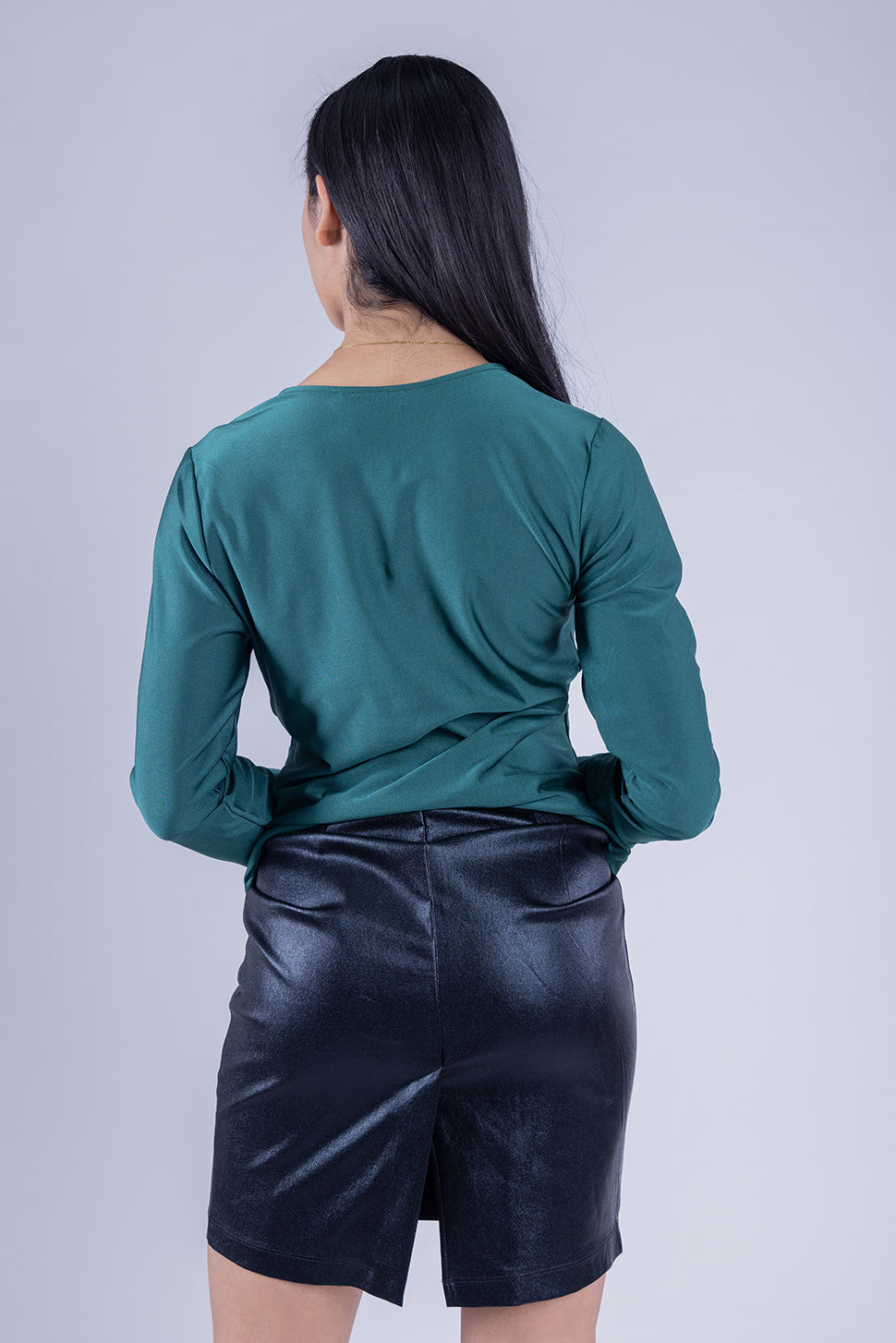 Blusa satinada verde