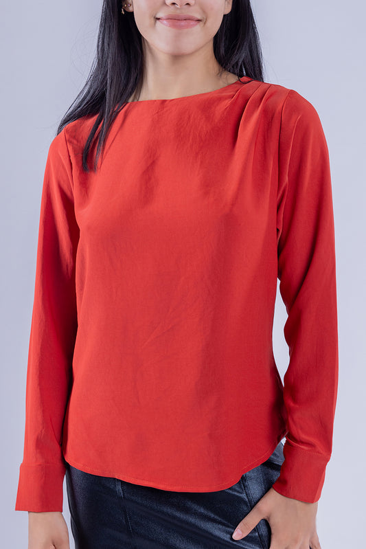 Blusa naranja de cuello redondo