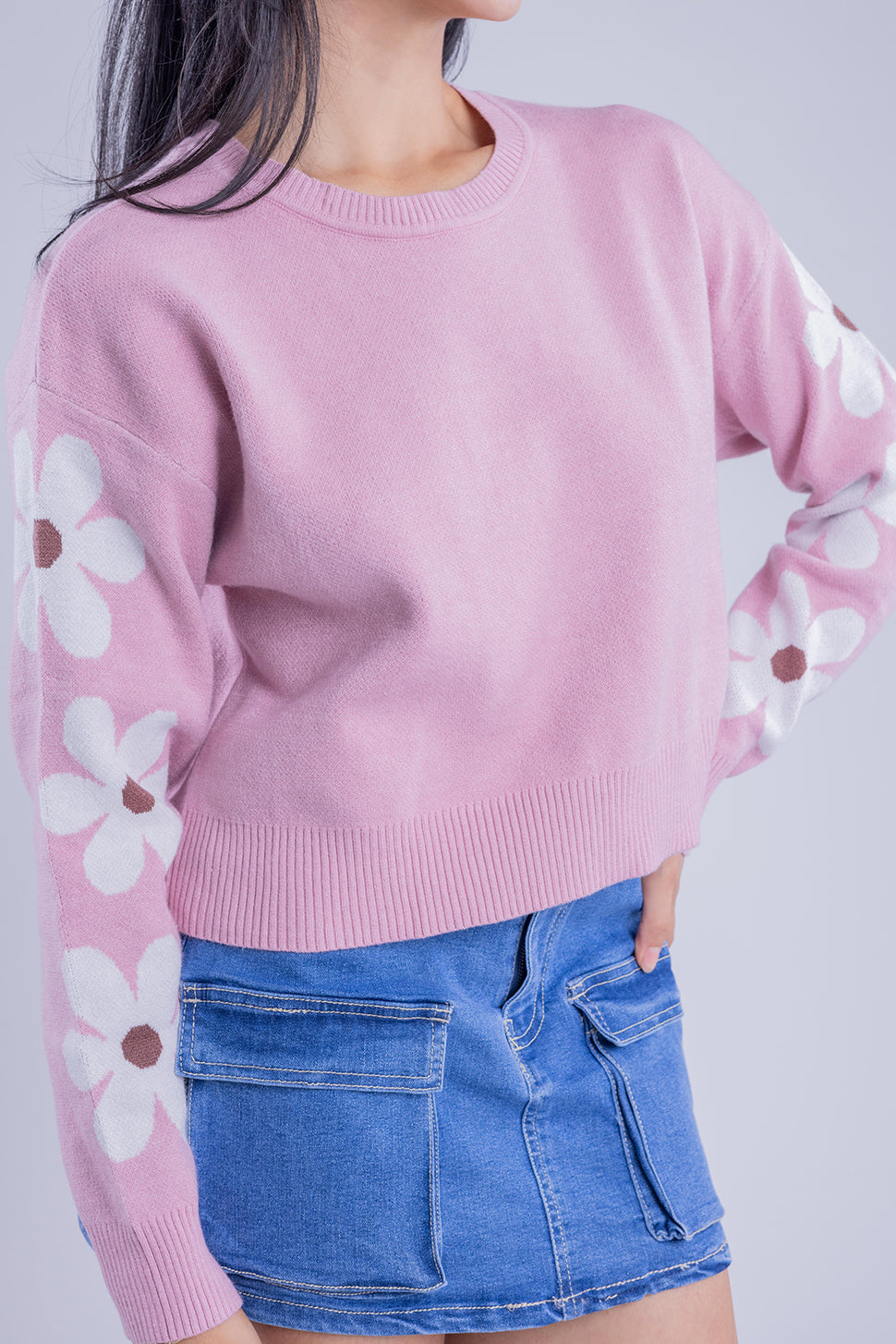 Pink daisy champion sweatshirt deals