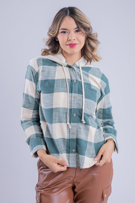 Blusa cuadriculada con capucha