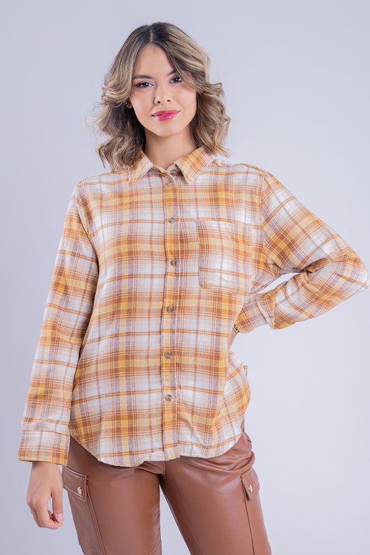 Blusa de franela naranja