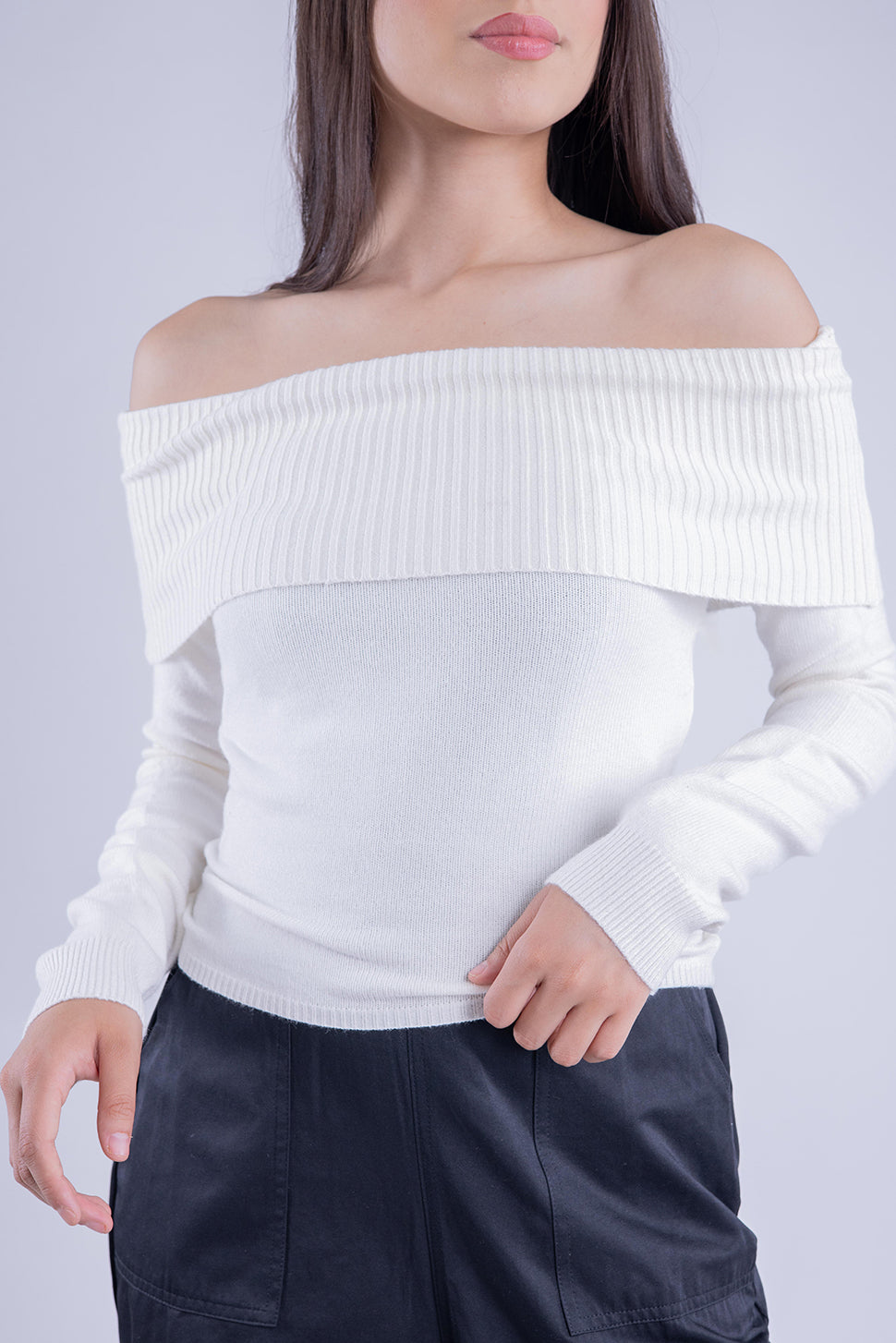 Blusa  blanco acanalado