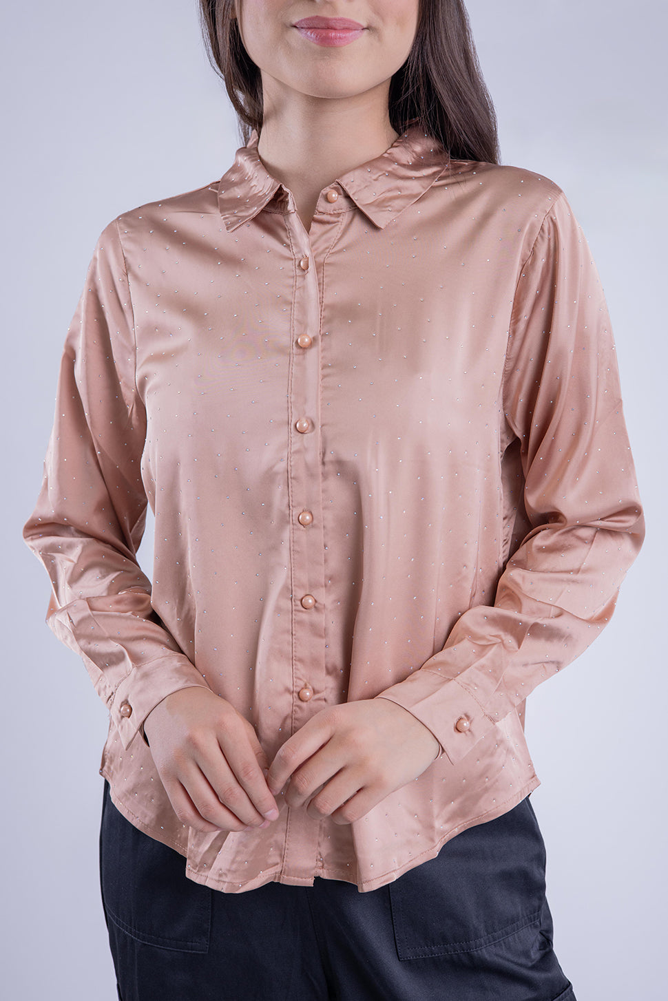 Blusa salmon con brillos