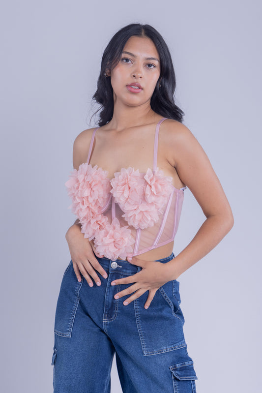 Bralette de gasa con flores