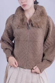 Chamarra oversize con cuello de peluche