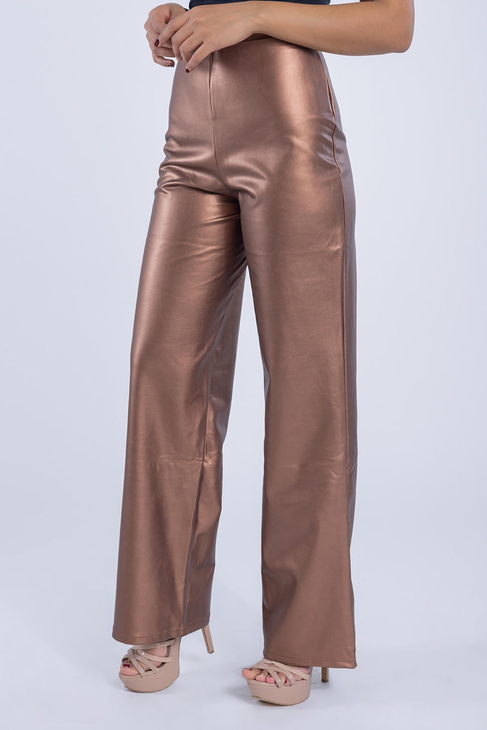 Pantalon de vini piel color cobre