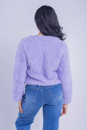 Saco crop abotonado de peluche