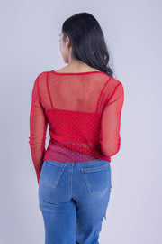 Blusa mesh con pedrería