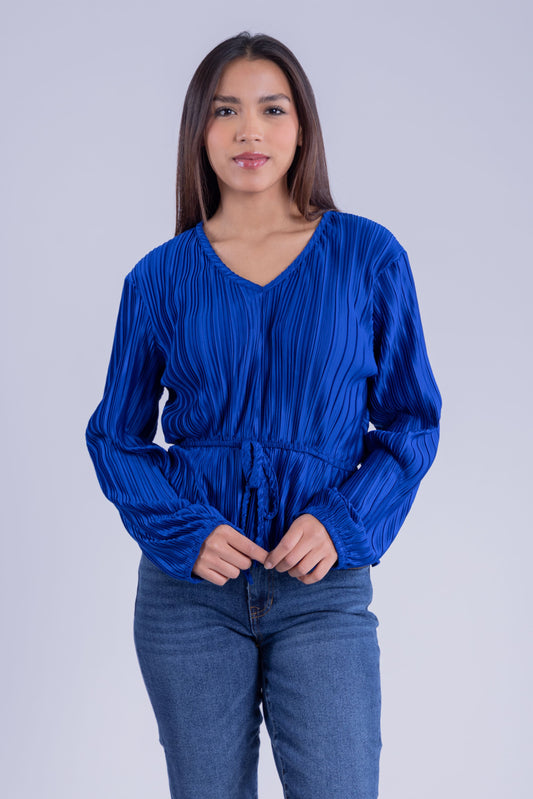 Blusa satinada azul