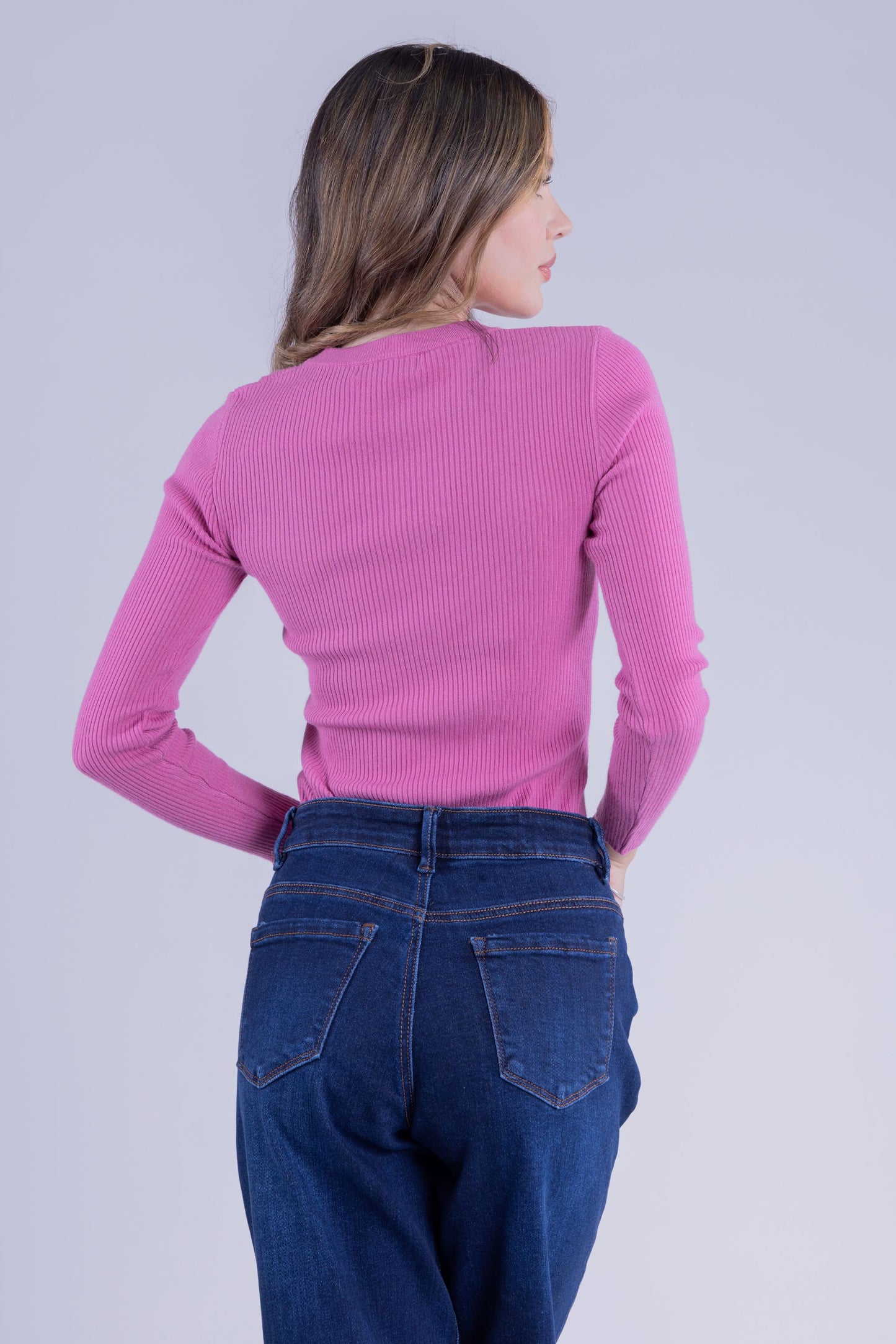 Blusa acanalada rosa