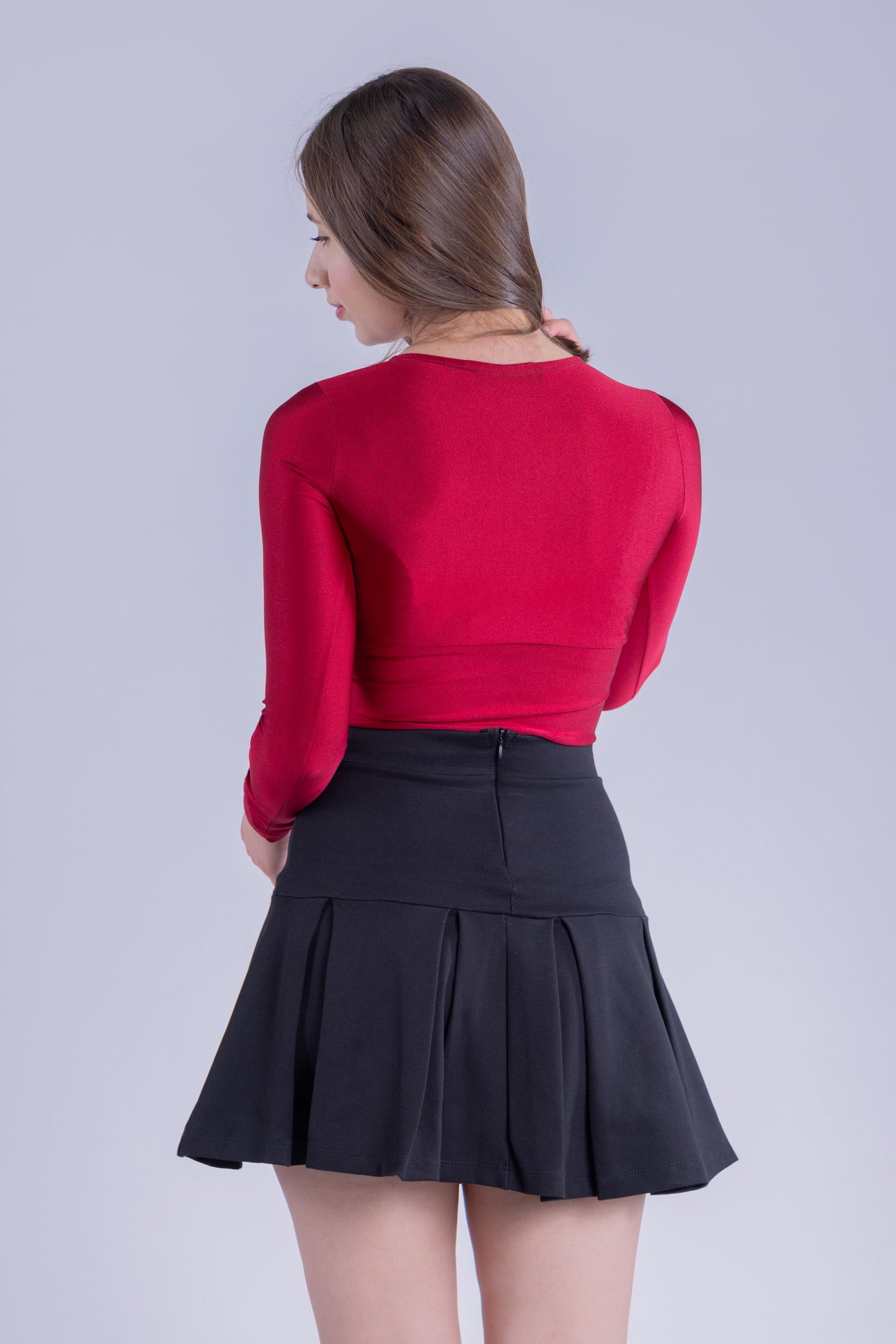 Crop top rojo satinado