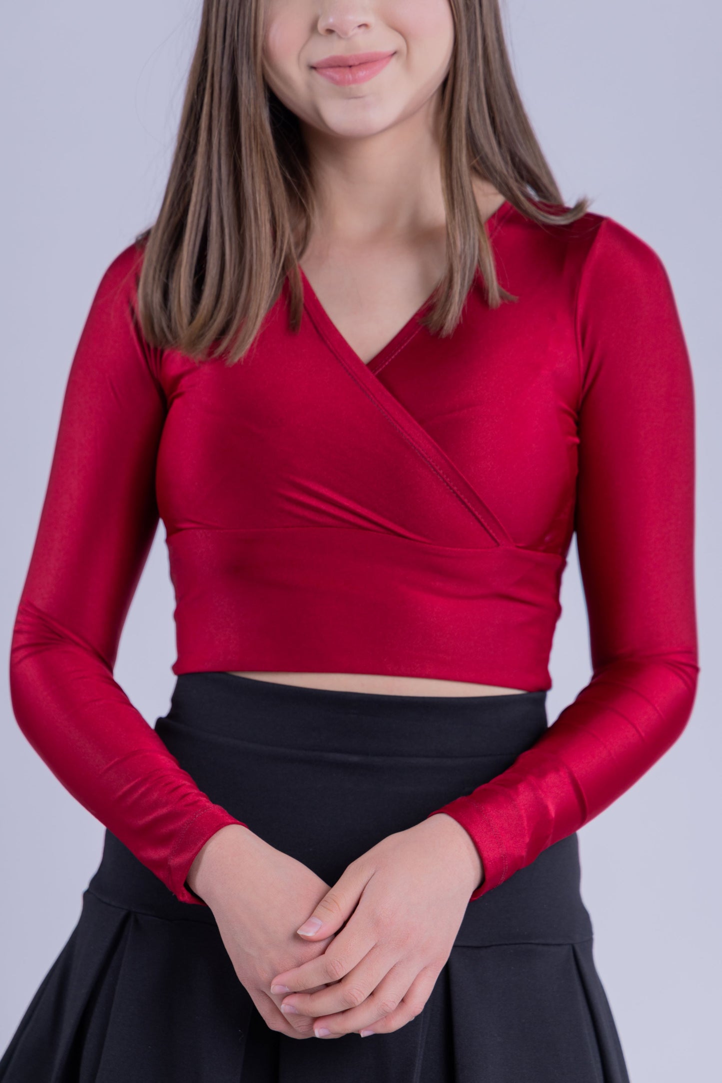 Crop top rojo satinado