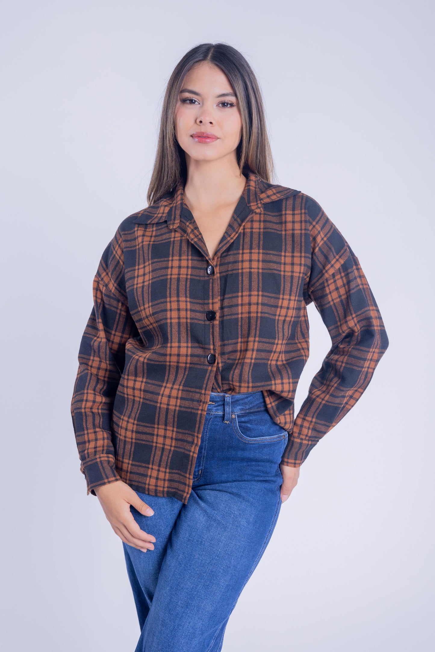 Blusa abotonada de franela