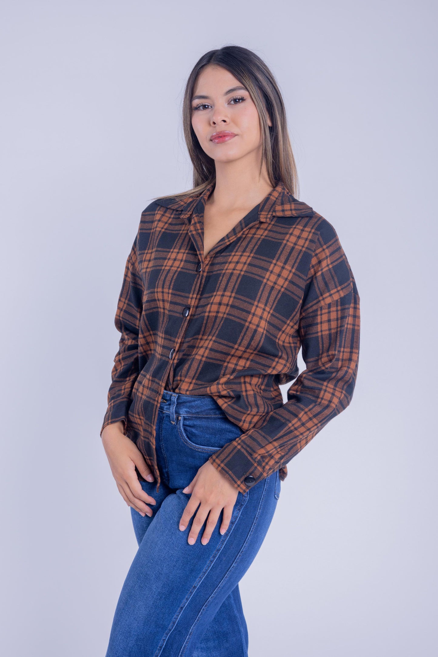 Blusa abotonada de franela