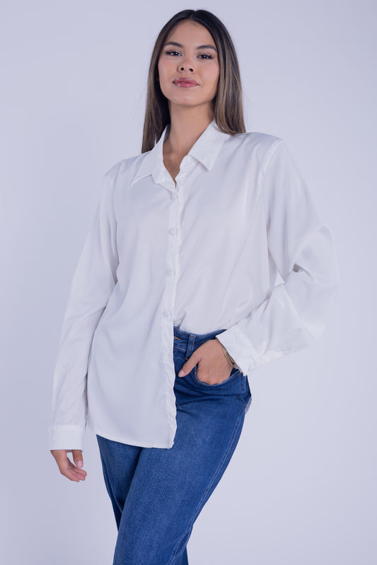 Blusa abotonada de satín