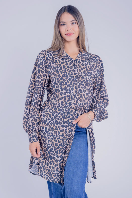 Vestido abotonado Animal Print