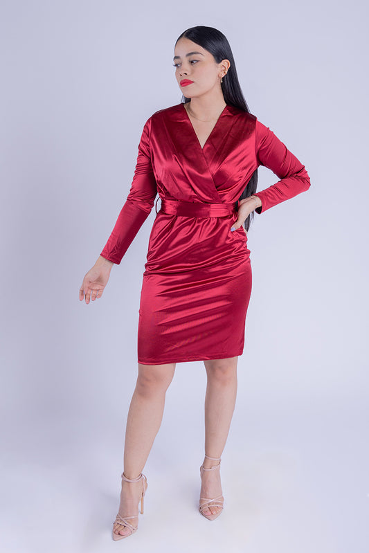 Vestido satinado rojo