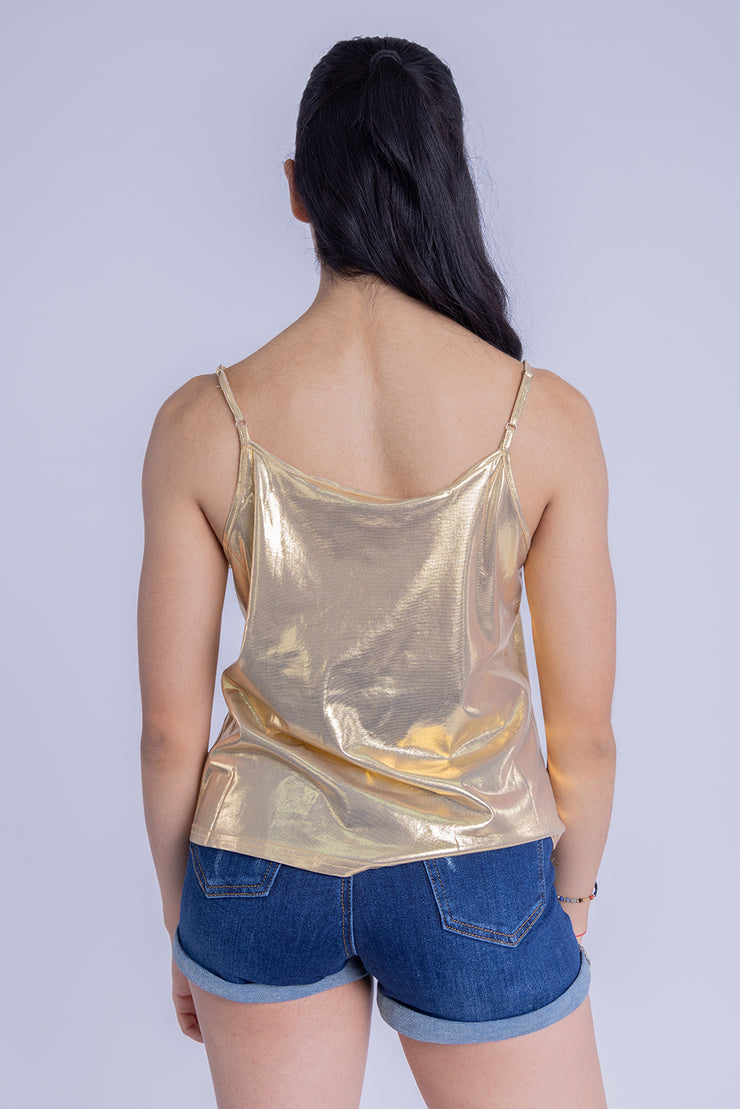 Blusa metálica de tirantes