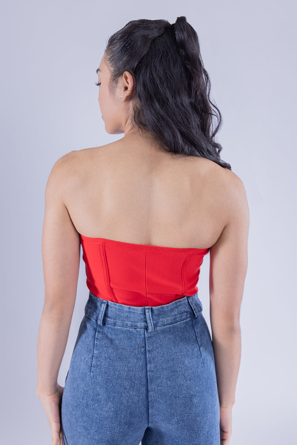 Crop top rojo tipo corset