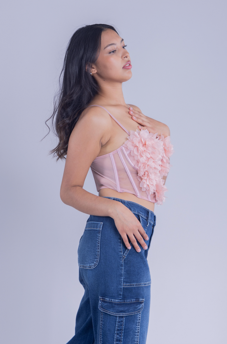 Bralette de gasa con flores